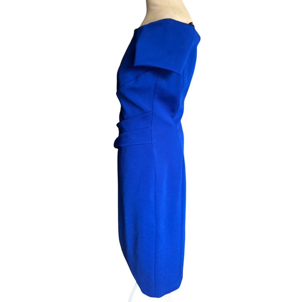 NWT Karen Millen Blue Italian Fabric Off Shoulder Pencil Midi Dress UK 12 US 8 - Picture 4 of 8